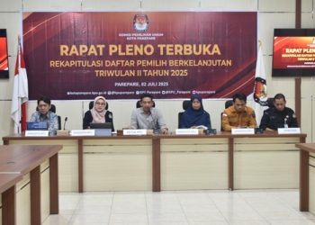KPU Kota Parepare Gelar Rapat Pleno Terbuka Rekapitulasi PDPB Triwulan II Tahun 2025